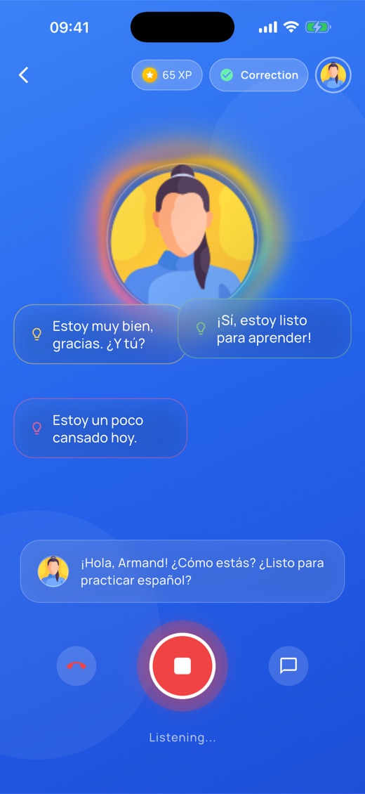 Poli app — AI tutor conversation
